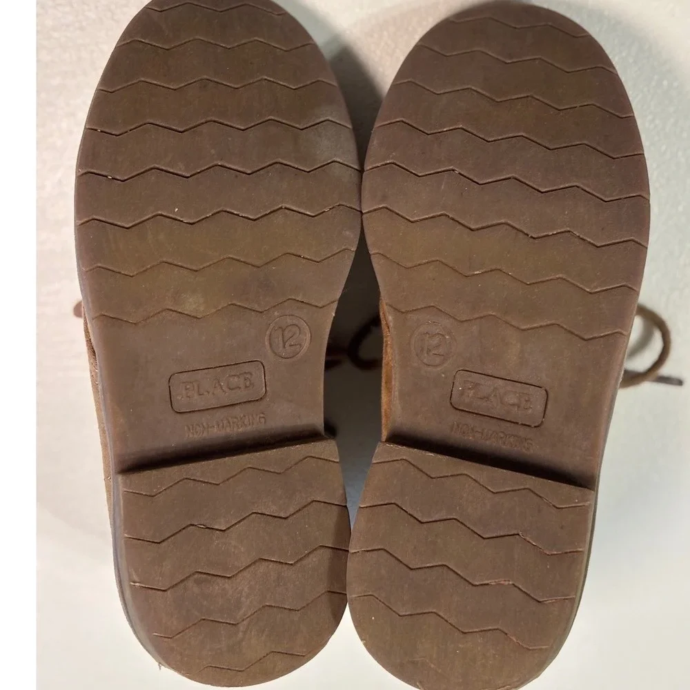 Children's Place Tan Suede Dress Shoes Toddler Boy Lace Up Size 12 EUC